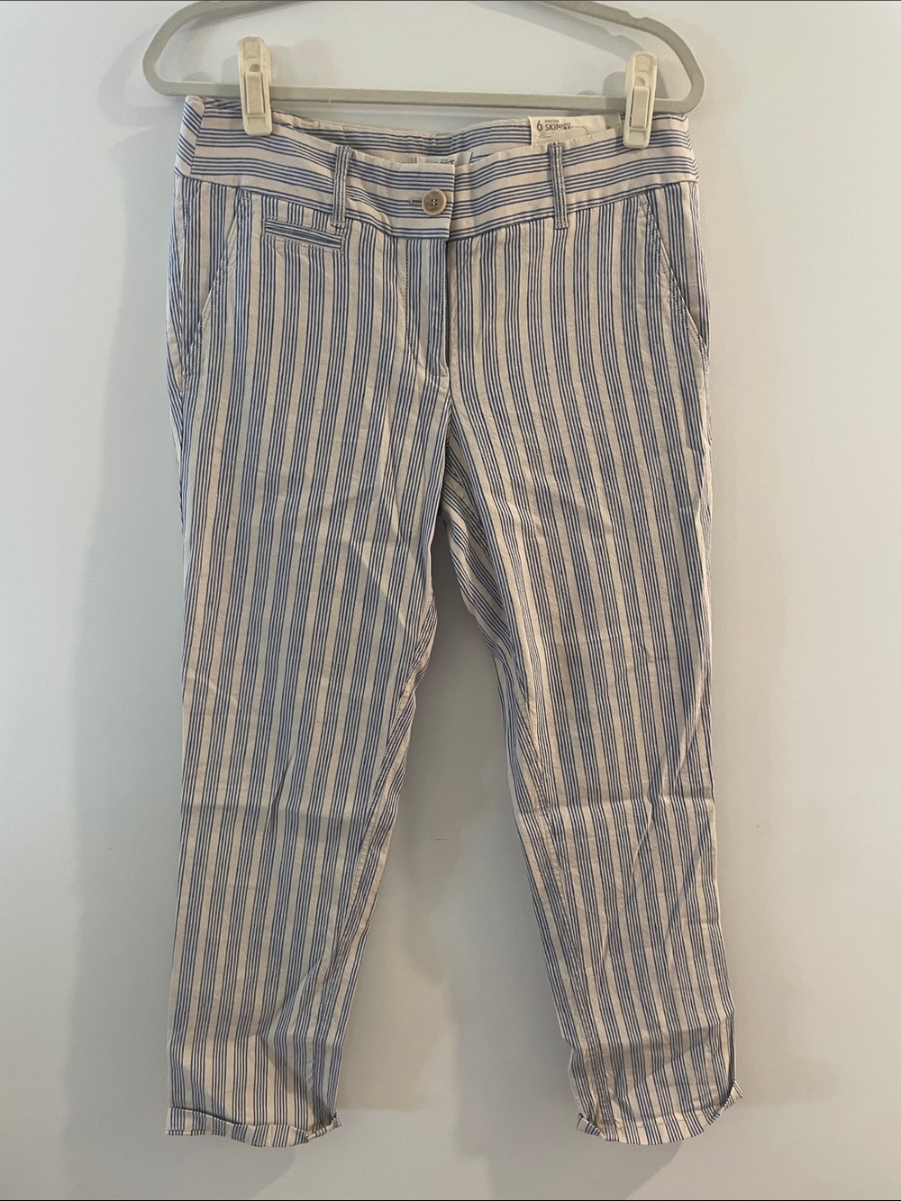 LOFT Blue and White Striped Chinos